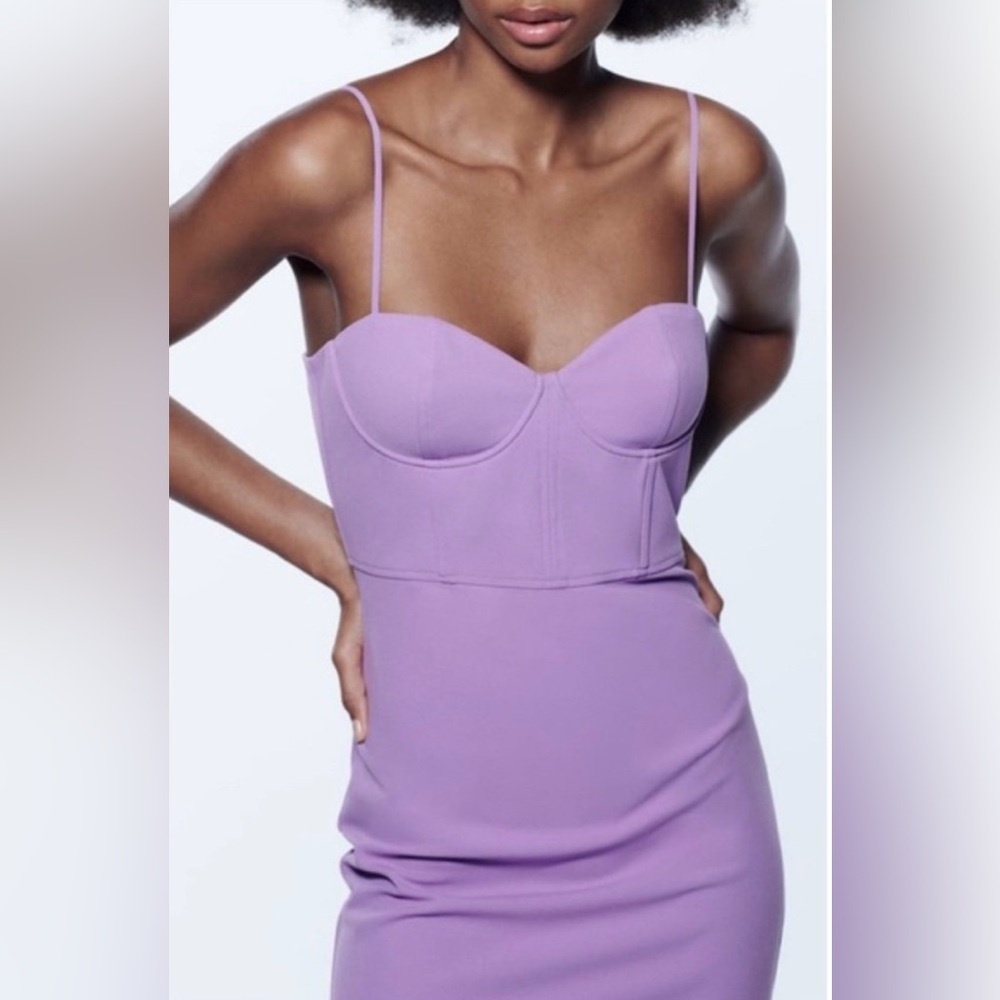 Zara Lilac Corset Midi Dress - Picture 2 of 8